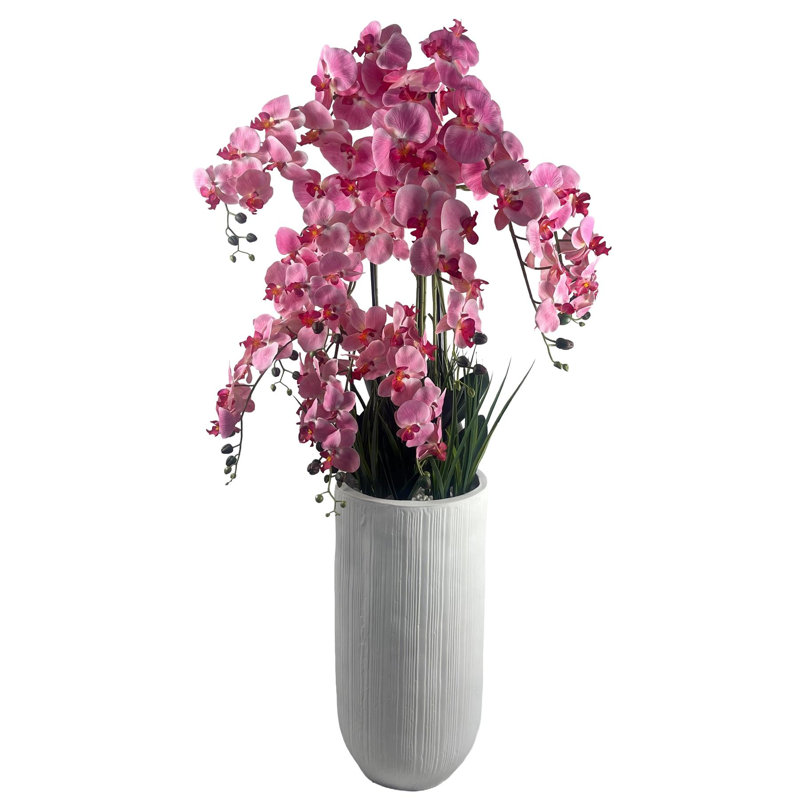 XL Commercial Artificial Plant Displays 150cm Faux Orchid Plant in Pot Liner, Pink