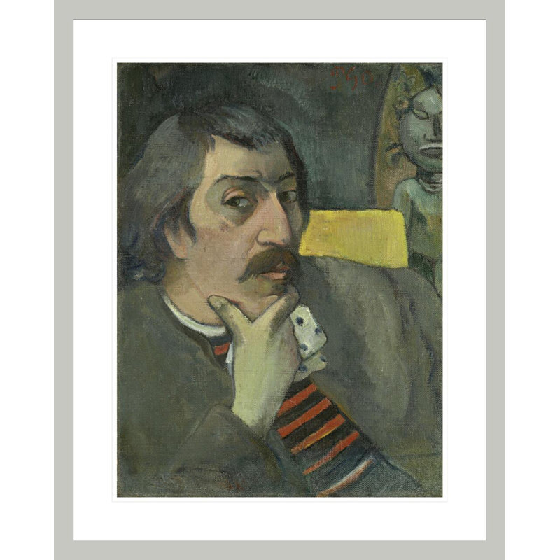Portrait de l'artiste avec l'idole par Paul Gauguin - Estampe numérique encadrée, 29.15" H x 23.5" W