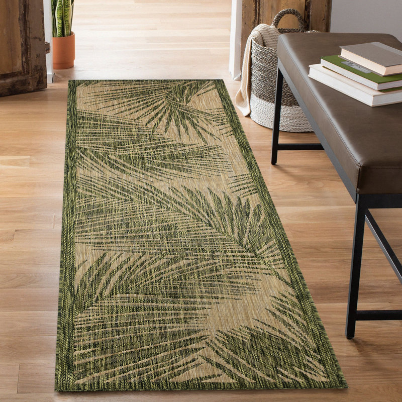Tapis intérieur / extérieur floral Adal, Tapis de couloir : 1 pi 11 po x 7 pi 6 po