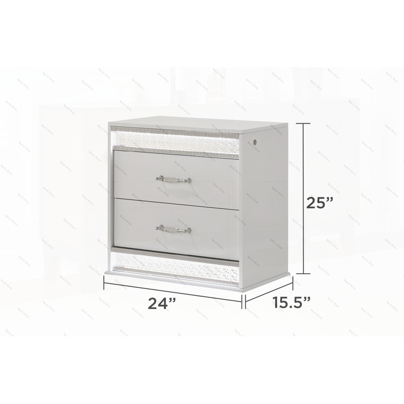 Table de chevet 2 tiroirs Glam