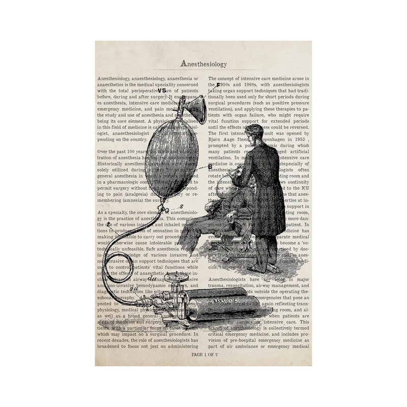 «Anesthésiology», reproduction imprimée sur toile, H 12 po x l 8 po x P 0,75 po