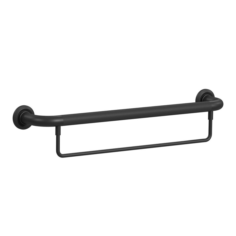 ErgoSafetyBar 24-in Ergonomic Soft Grip 32mm Diameter ADA Compliant 500 lb Weight Capacity, Matte Black