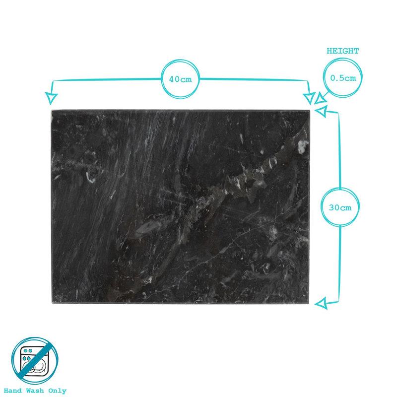 Argon Tableware Stone Marble Rectangle Placemat, White