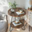 Table de bout ronde, table d'appoint à 2 niveaux avec pieds en métal-1364548676