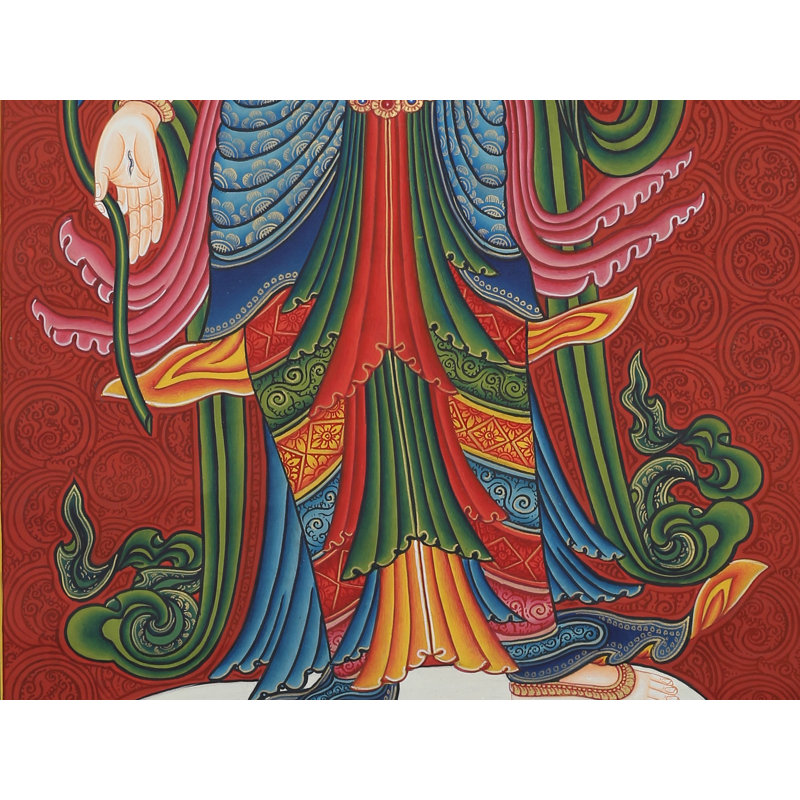 Déesse classique Newari debout Tara blanche (Thangka sans brocart)