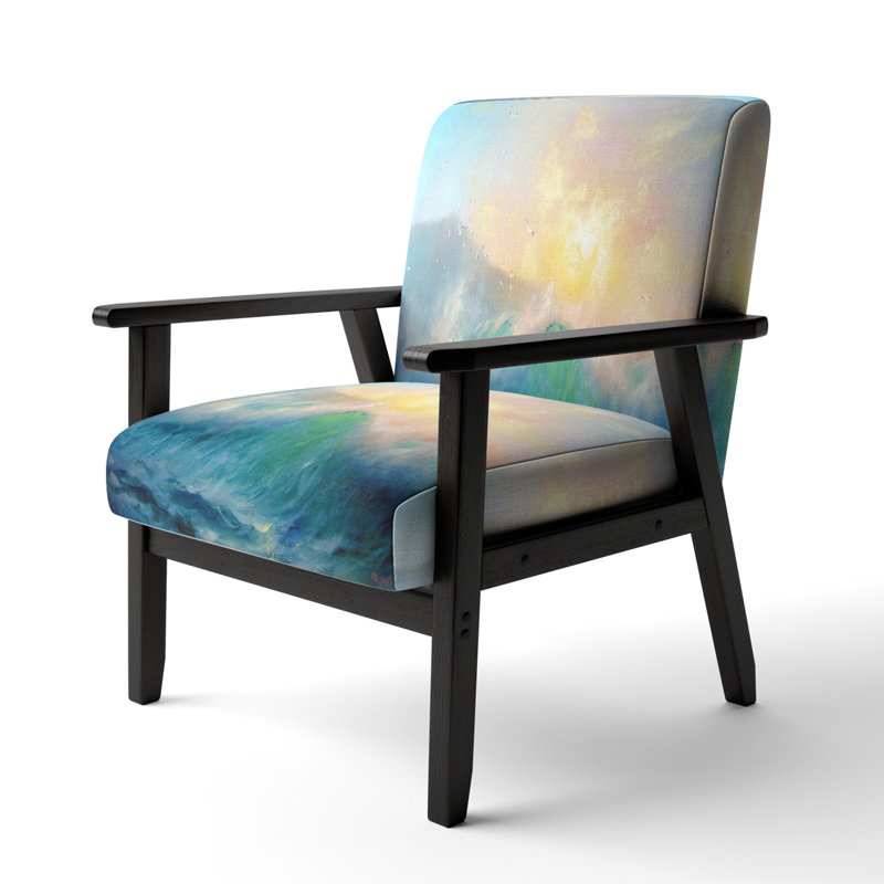 Turquoise Seascape Surf - Chaise d'appoint et fauteuil rembourrés nautique et côtier