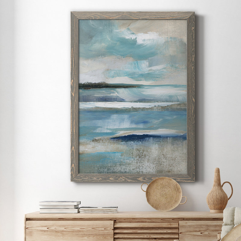 Distant Drama I - Peinture sur toile encadrée, H 24 po x l 18 po x P 1,5 po, Gris