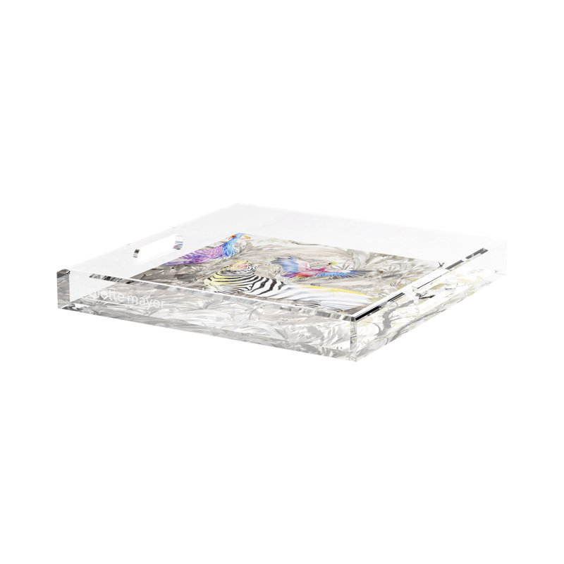 Plateau décoratif carré zébré Arcadia, L 15 po x P 15 po x H 2 po