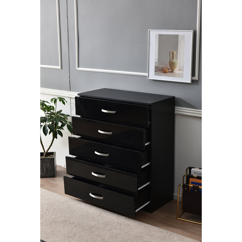 Everleaner 5 - Drawer Chest of Drawers, Black