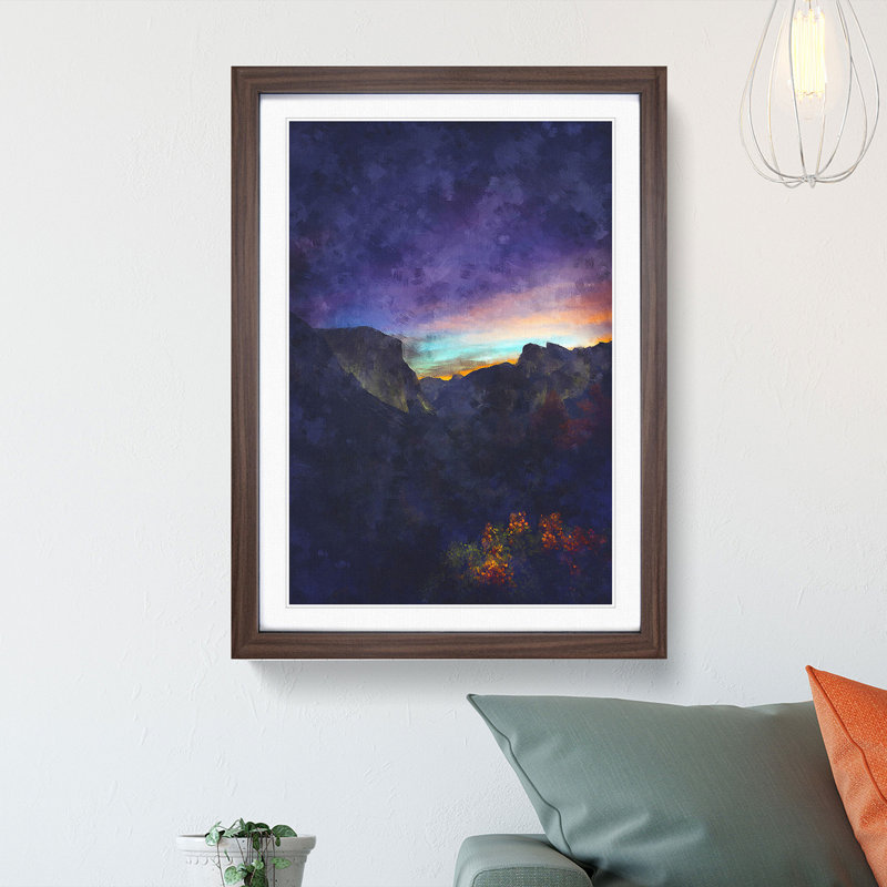 Sunrise in Yosemite Valley California - Framed Print, 33cm H x 24cm W x 2cm D, Walnut Framed