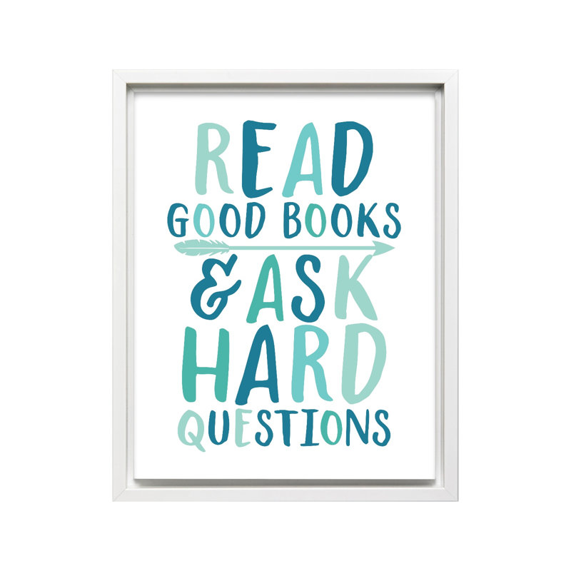 Lire de bons livres, Canevas, H 18 po x l 24 po, Encadrement blanc