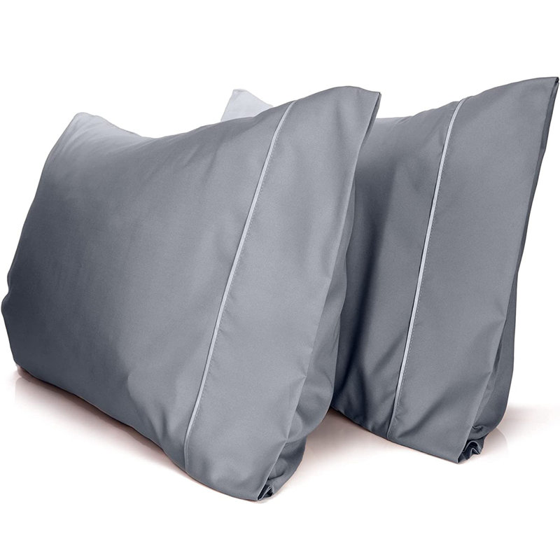 LuxClub 2 PC Silver King Performance Microfiber Solid Pillowcase Set, Silver, King Pillowcase