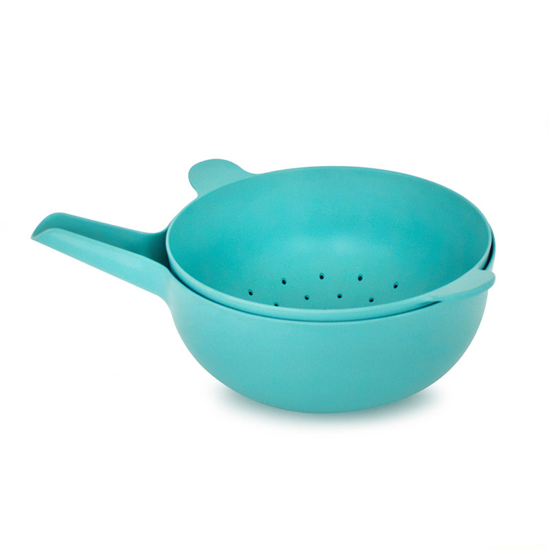 Ensemble de bol et passoire EKOBO, Lagon, H 5,5 po x l 11,5 po x P 11,5 po