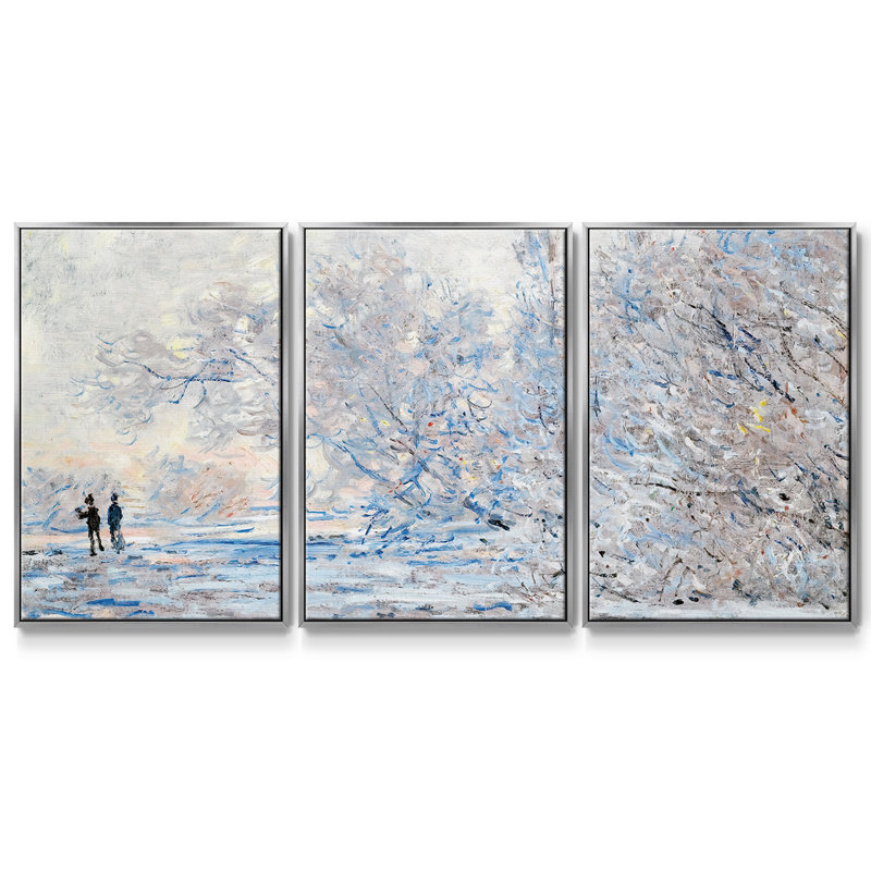 Le givre à Giverny, 1885 3 pièces, H 24 po x l 48 po x P 2 po, Argent