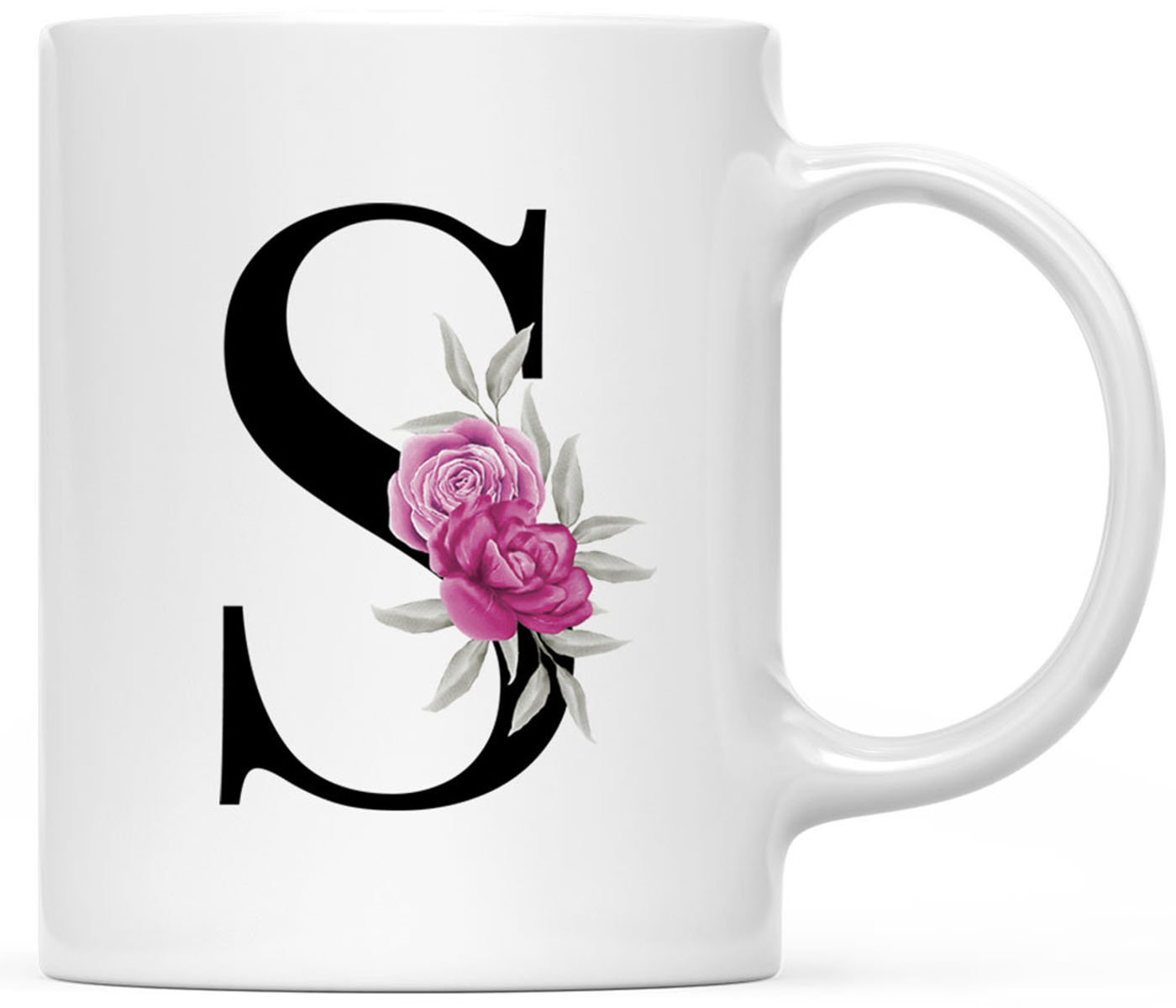 Single - Personalized Marble Coffee Mug w/Initial & Name - 11 oz, Pink - Custom Letter Coffee Mugs for Women - Bridal Shower Gifts, Coworker Gifts