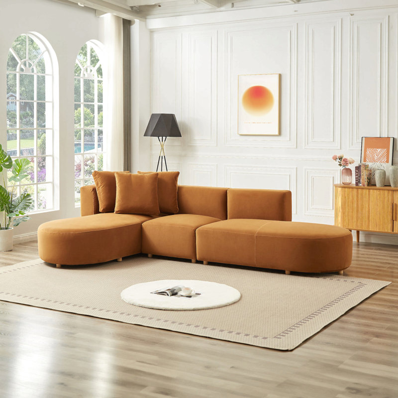 Canapé modulaire en velours pour salon, Orienté à gauche (vu de face)