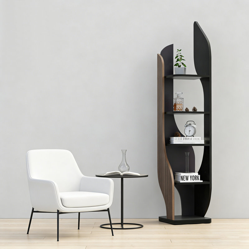 70,87 po H, armoire de coin minimaliste moderne, étagères nordiques à plusieurs niveaux, bibliothèque de coin Creative Luxe pour salon et bureau