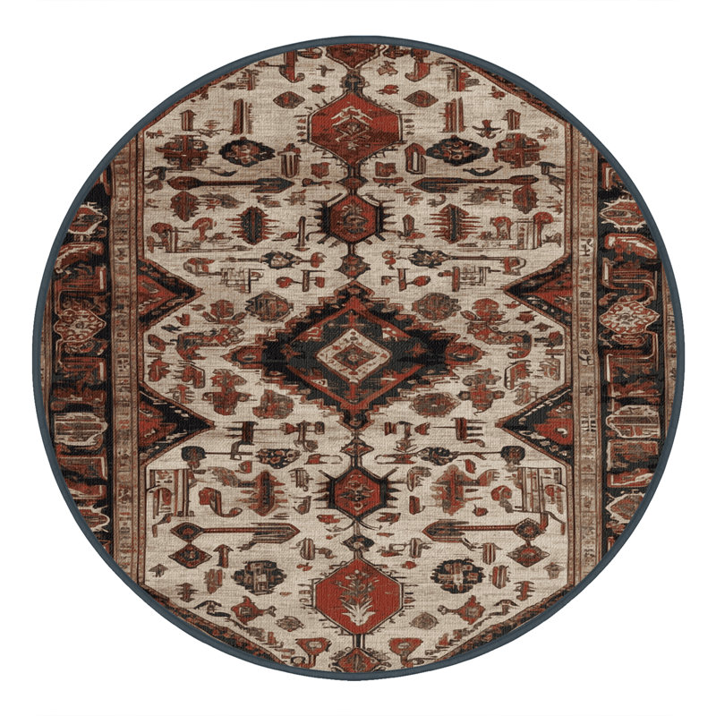 Tapis brun lavable à la machine, Rond 6 pi