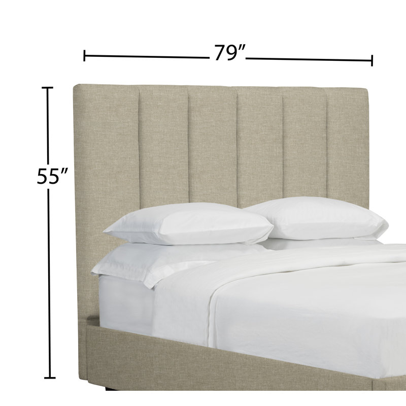 Tête de lit tapissier à panneau Tarrant, Lin - Beige, Très grand