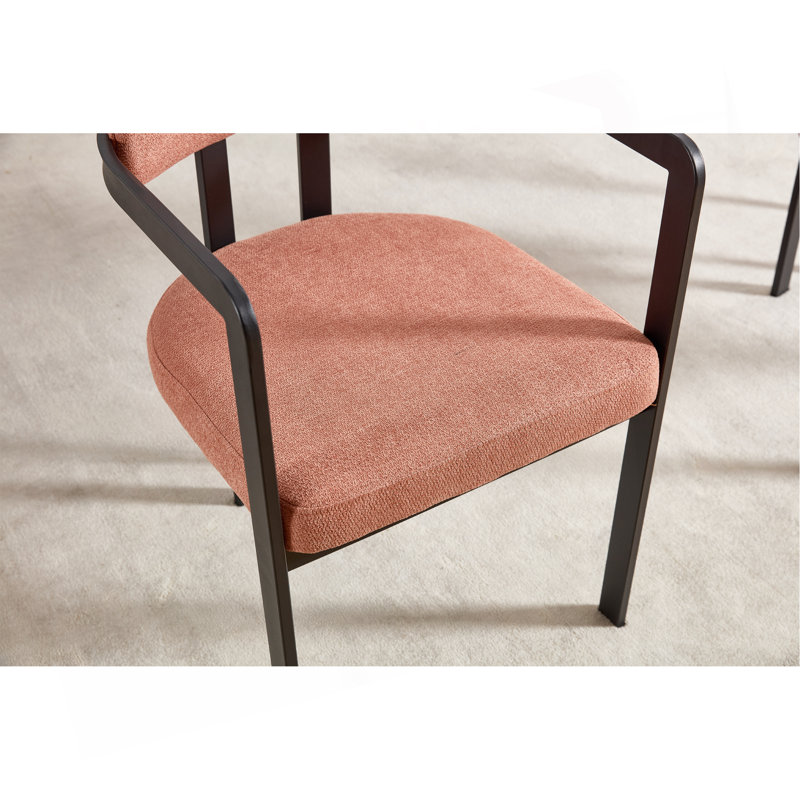 Ensemble de 2 chaises de salle à manger modernes rembourrées avec pieds en métal noir Boucle, Orange