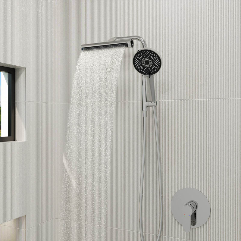Single Handle 6-Spray Shower Faucet 1.8 GPM With Flexible Handshower Head (Valve Included), Chrome