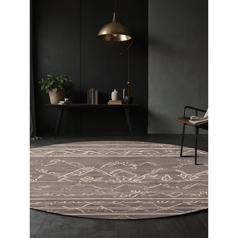 Tapis gris lavable à la machine GSIX03563, Rond 3 pi
