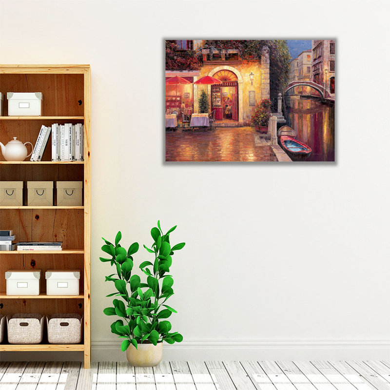 «Night Cafe After Rain», reproduction d'art sur toile, H 24 po x l 32 po
