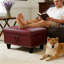 Banc de rangement rouge en similicuir avec garniture cloutée, repose-pieds et tabouret multi-usage pour le salon, la chambre à coucher et le vestibule-2021682705