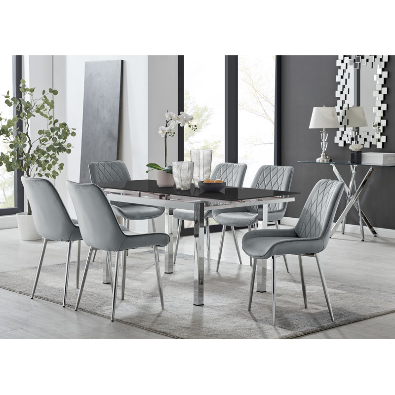 Tierra Extendable Dining Set, Grey/Silver