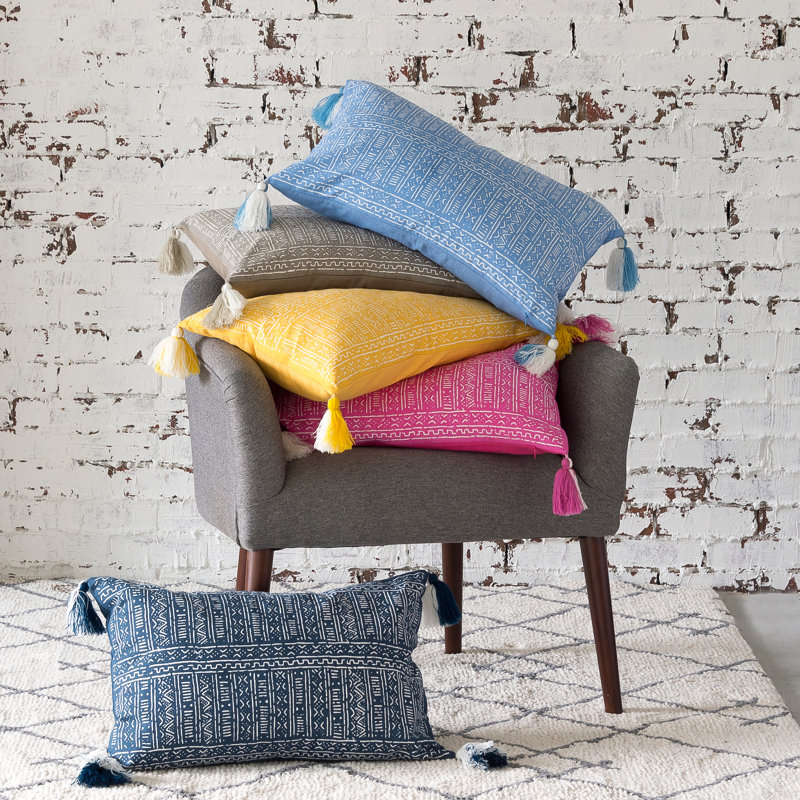 Canary Yellow Cotton Canvas Rectangular Throw Pillow