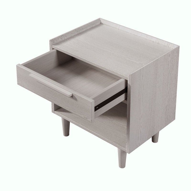 Nightstand, 24.4" H x 22.8" W x 16.9" D, Gray