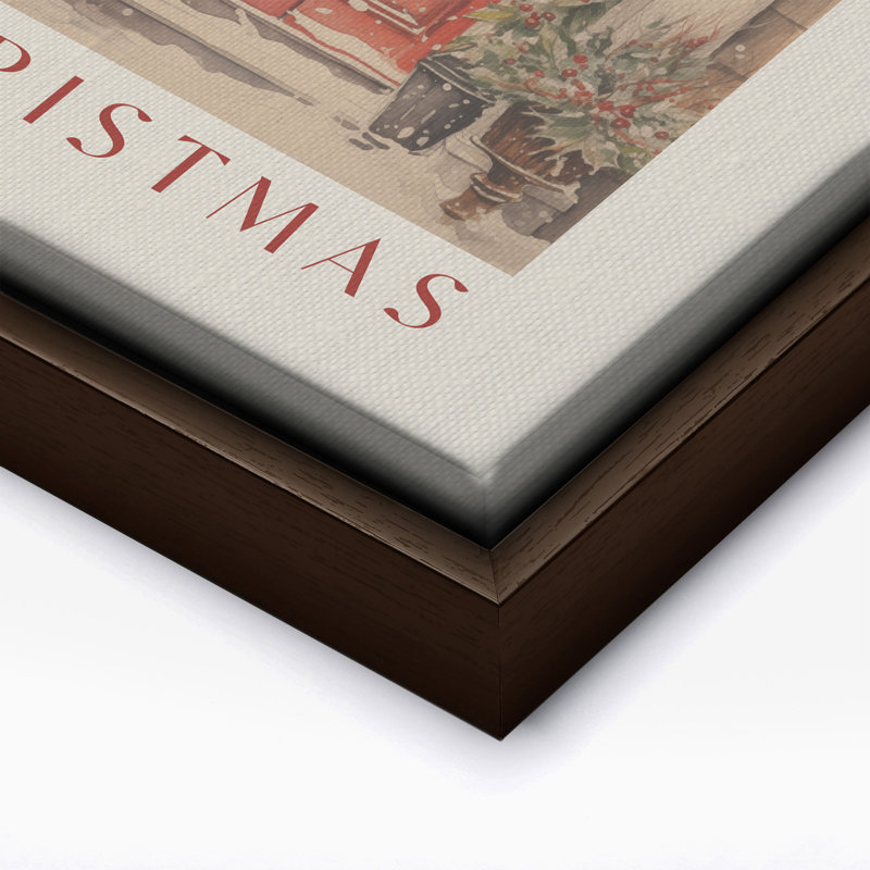 A Holly Jolly Christmas No2, Canvas, 08"H x 10"W, Brown Framed