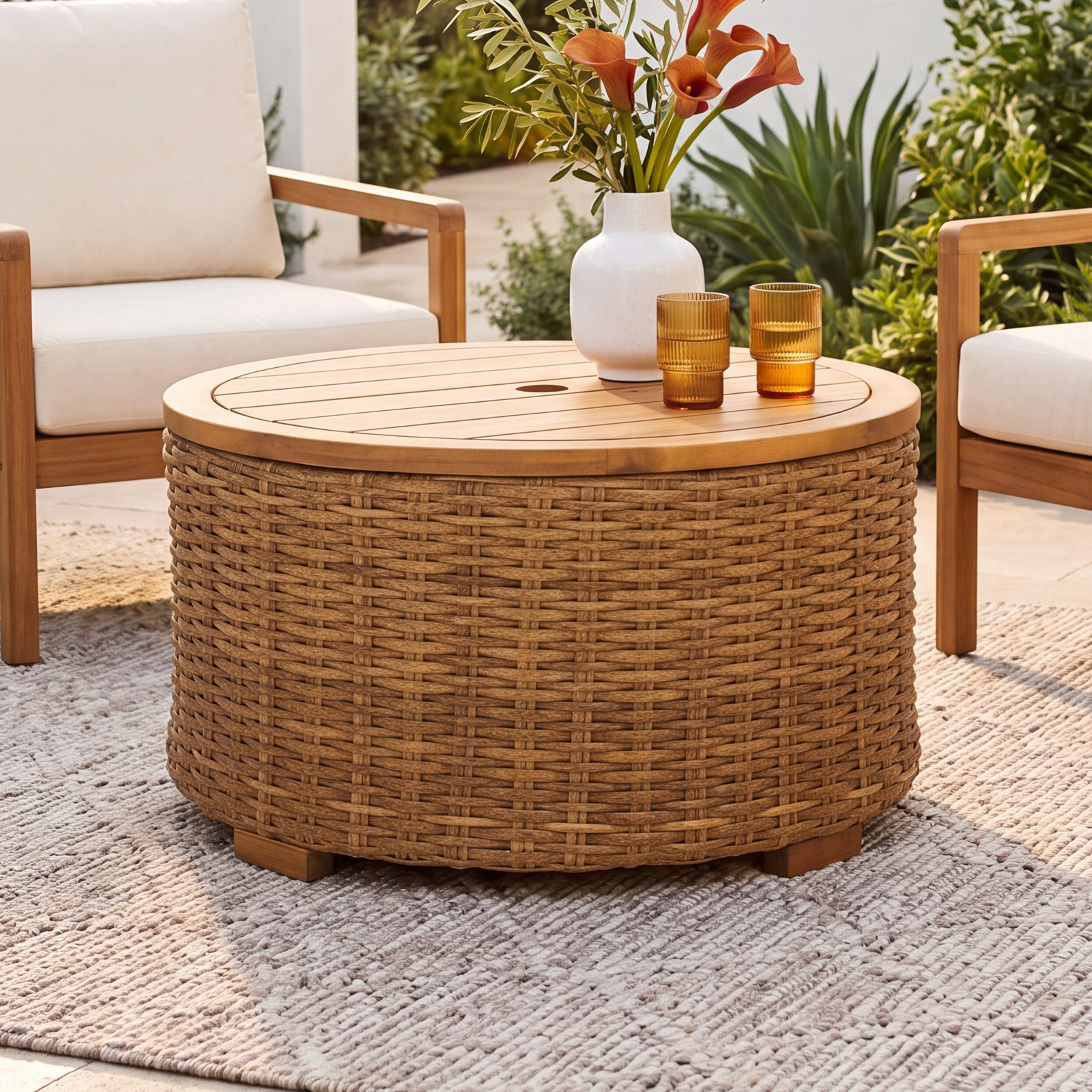 Maddie 26" Acacia Patio Table, Natural