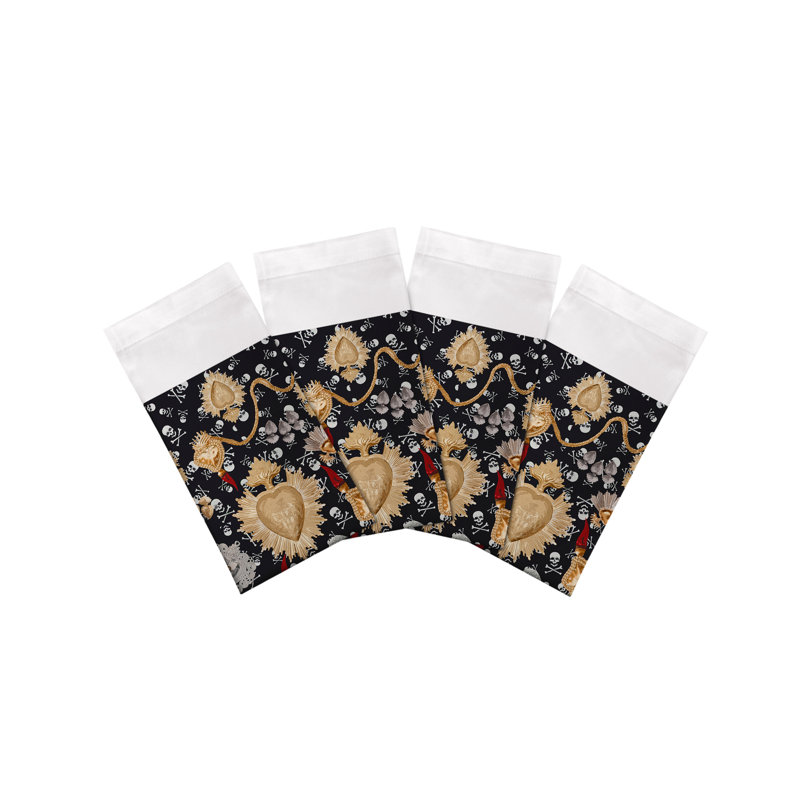 Serviettes de table en satin de coton Ex vot Skulls