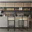Ensemble de 2 tabourets de bar rembourrés en similicuir avec tabourets de bar et structure en métal pour comptoir, îlot de cuisine (beige)-542152392-542152393