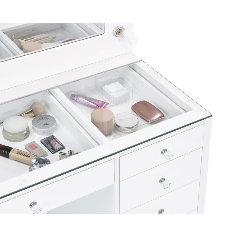 Ensemble de meuble-lavabo 7 tiroirs Fern White, Gloss White