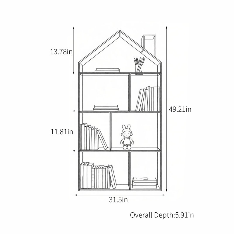 Bibliothèque en acrylique Green House, H 49,21 po x l 31,5 po x P 5,91 po