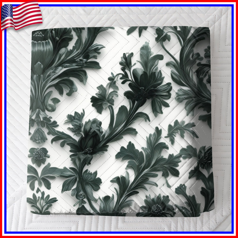 Couvre-lit matelassé à motif floral complexe toutes tailles, Très grand lit