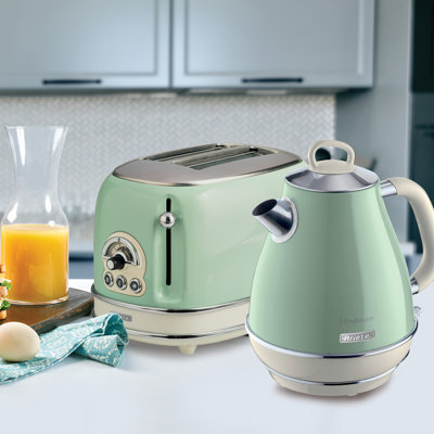 Ariete Vintage 1.7L Stainless Steel Jug Kettle with 2 Slice Toaster Set