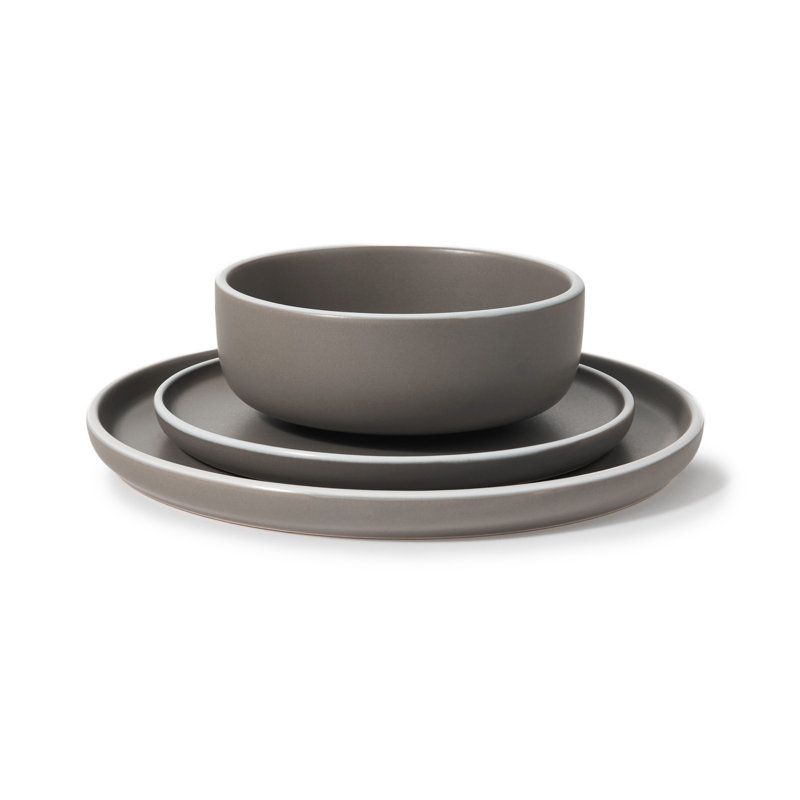 Service de table 12 pièces Sayville Speckled, Gris / Blanc