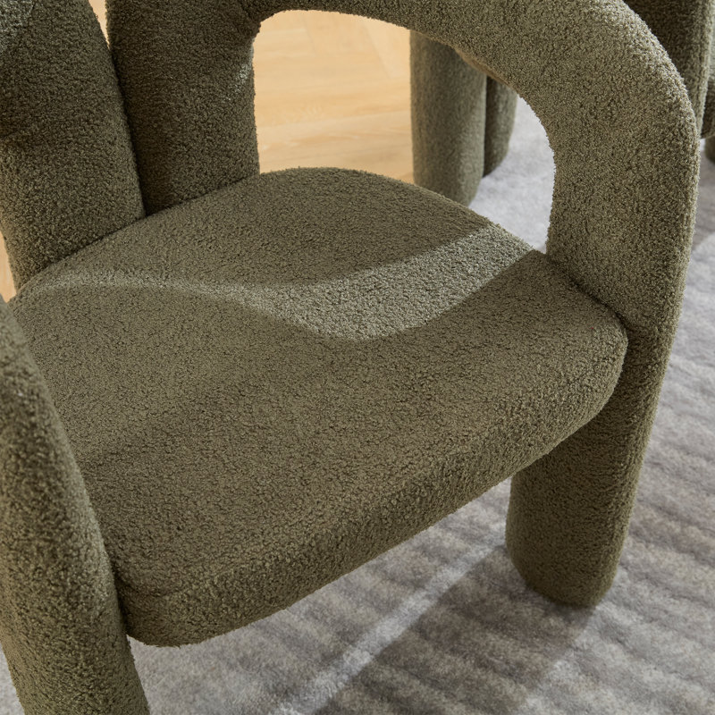 Chaise de salle à manger rembourrée avec fauteuils de cuisine en velours, Vert olive