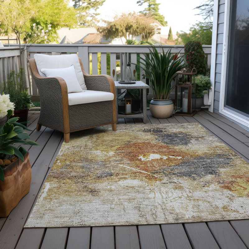 Machine Washable Indoor/Outdoor Cicel ACN1199 Taupe Rug, Rectangle 9' x 12'