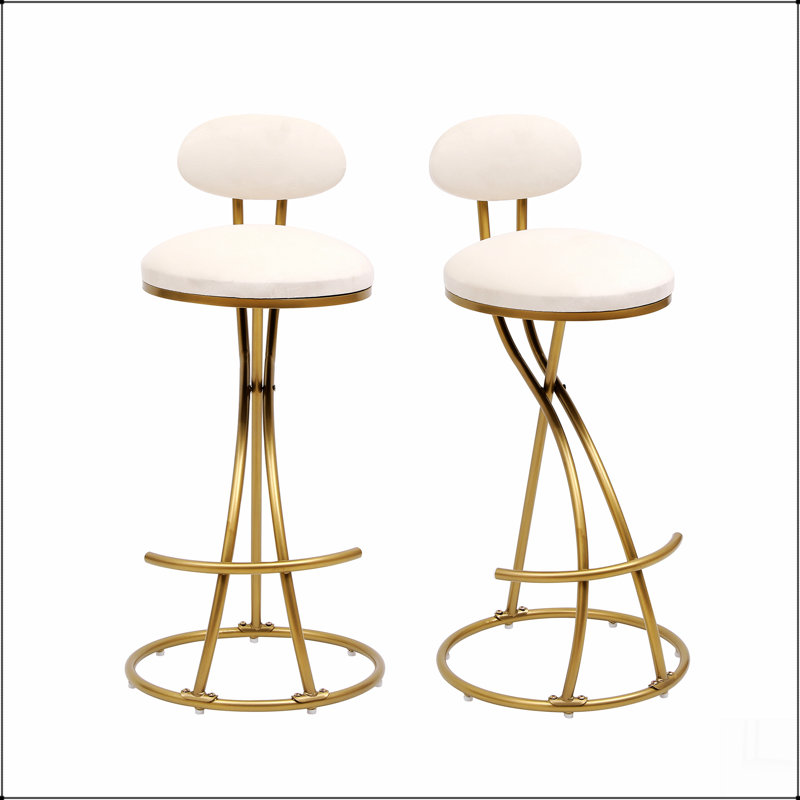 Ensemble de 2 tabourets de bar rembourrés à hauteur de comptoir pour îlot de cuisine, Crème, crème