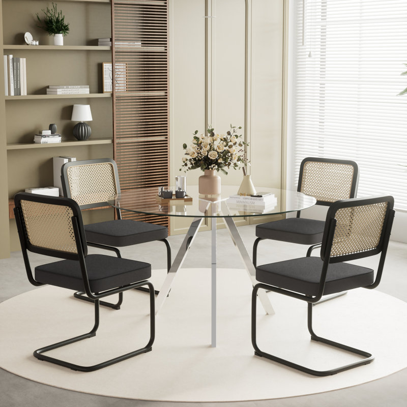 5-Piece Pedestal Dining Set, Black