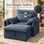 Chaise longue en chenille avec repose-pieds, dossier réglable, table d'appoint pliable et ports de charge USB Norelvessique-2126257346