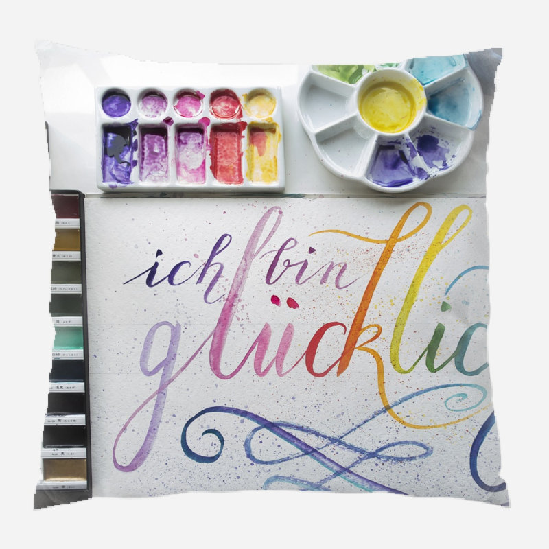 Coussin watercolour Caila, Microsuède, Intérieur