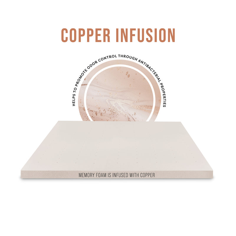 Twin XL Copper Infused Memory Foam Mattress Topper