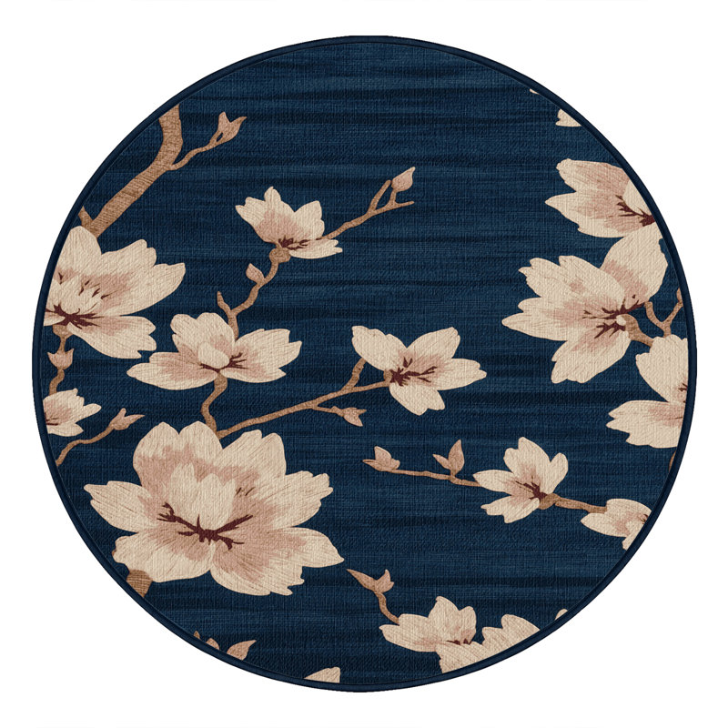  Tapis lavable japonais à prune, Rond 7 pi