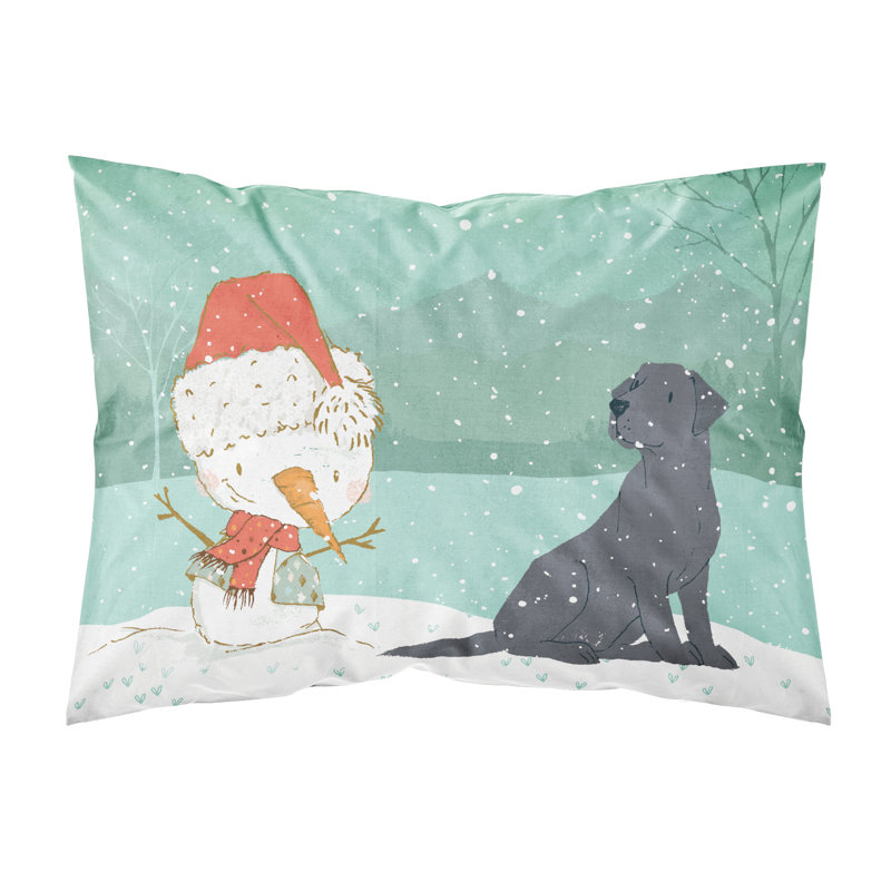 Taie d’oreiller de noël bonhomme de neige, Labrador noir