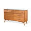Commode Amy de 60 po de largeur, 6 tiroirs, pieds en angle, bois massif brun